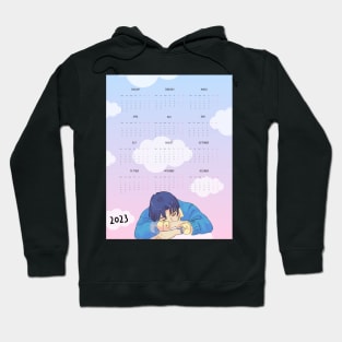 Aesthetic Sleeping Anime Boy 2023 Calendar Hoodie